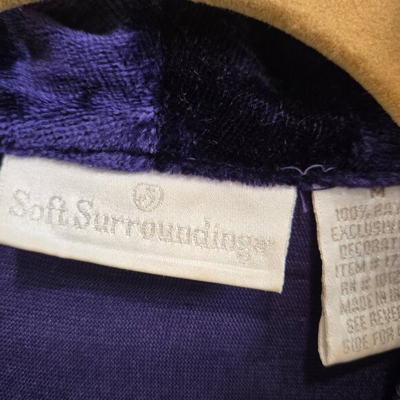 Vintage Soft Surroundings Purple Rayon Embroidered Robe - Picture 3 of 11